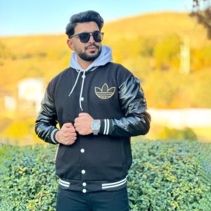 بامبر بیسبالی آستین چرم adidas مشکی کد 60005