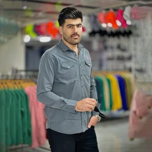 پیراهن کتان طوسی سیر کد 4004